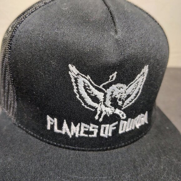 Flames Of Durga Hat Cap Snap Back Black Mesh Trucker Embroidered Lion Logo - Picture 2 of 10